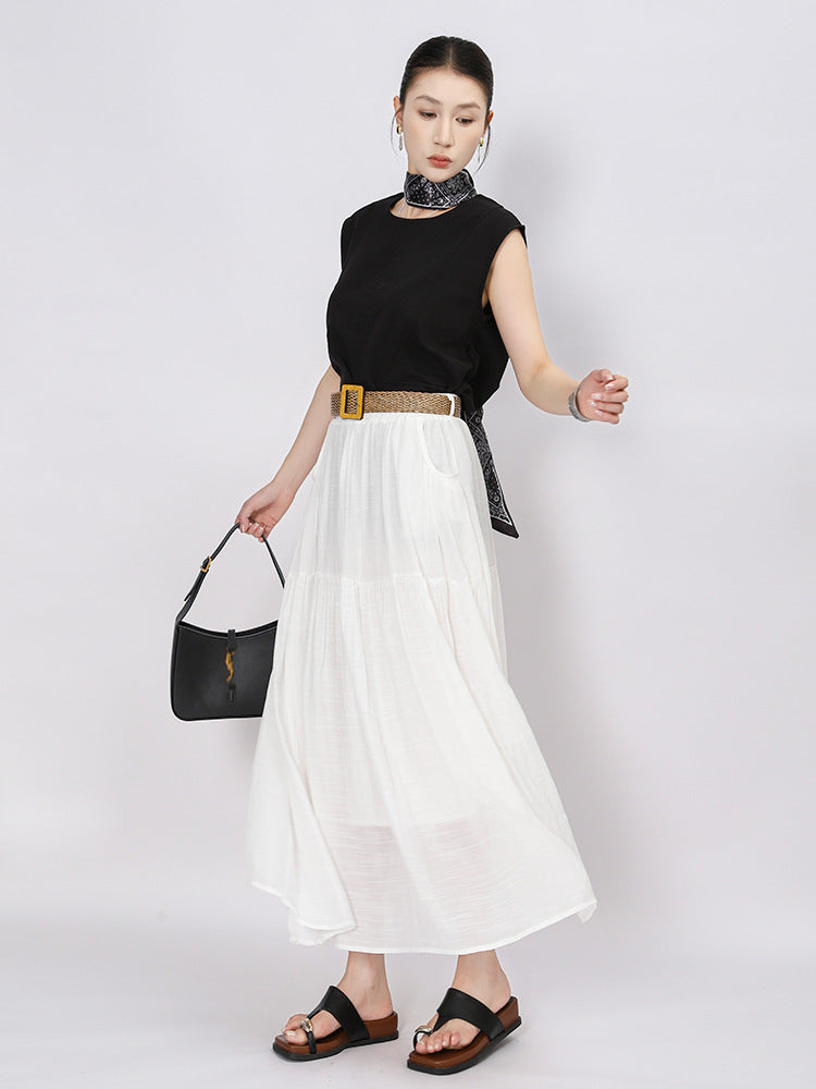 Belt Double Pocket Skirt | Tajstylo