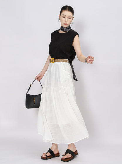 Belt Double Pocket Skirt | Tajstylo