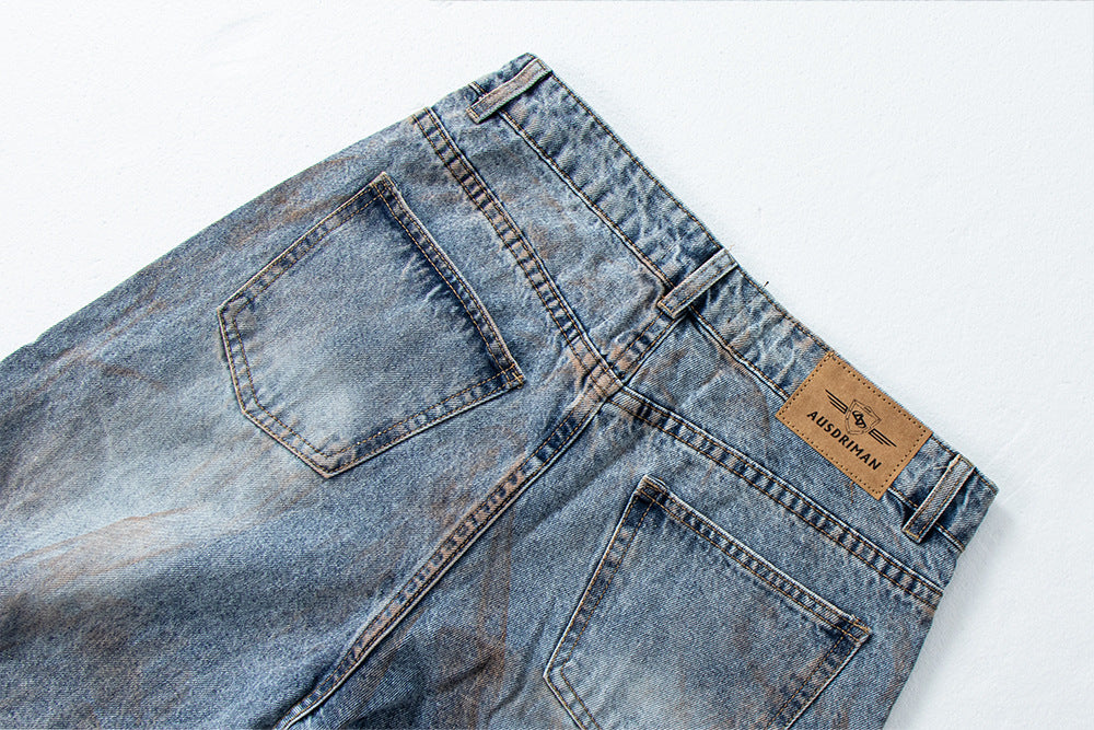 Oversized Straight Leg Washed Denim Pants | Tajstylo