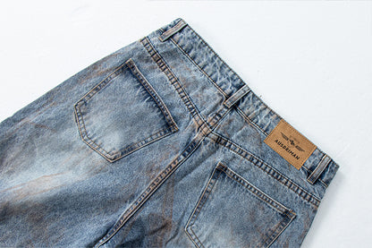 Oversized Straight Leg Washed Denim Pants | Tajstylo