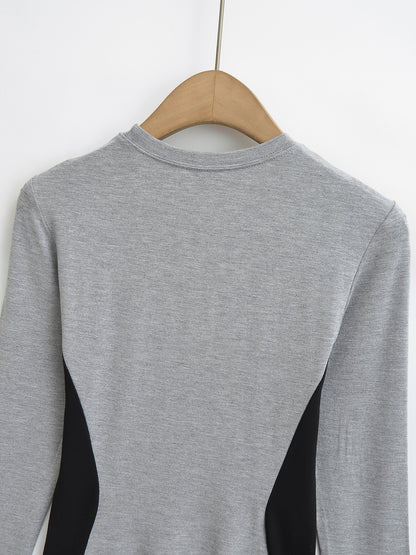 Elastic Slim Fit Color Block Long Sleeve T-Shirt | Tajstylo