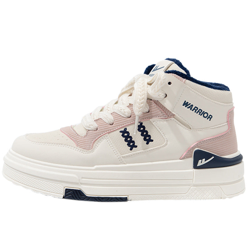Women's Colour Block High-Cut Thick Sole Lace-Up Casual Sneaker Shoes – Back View | TajStylo