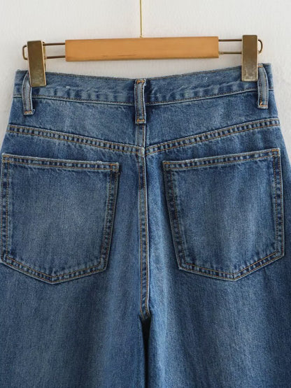 High Waist Wide Leg Denim Jeans | Tajstylo