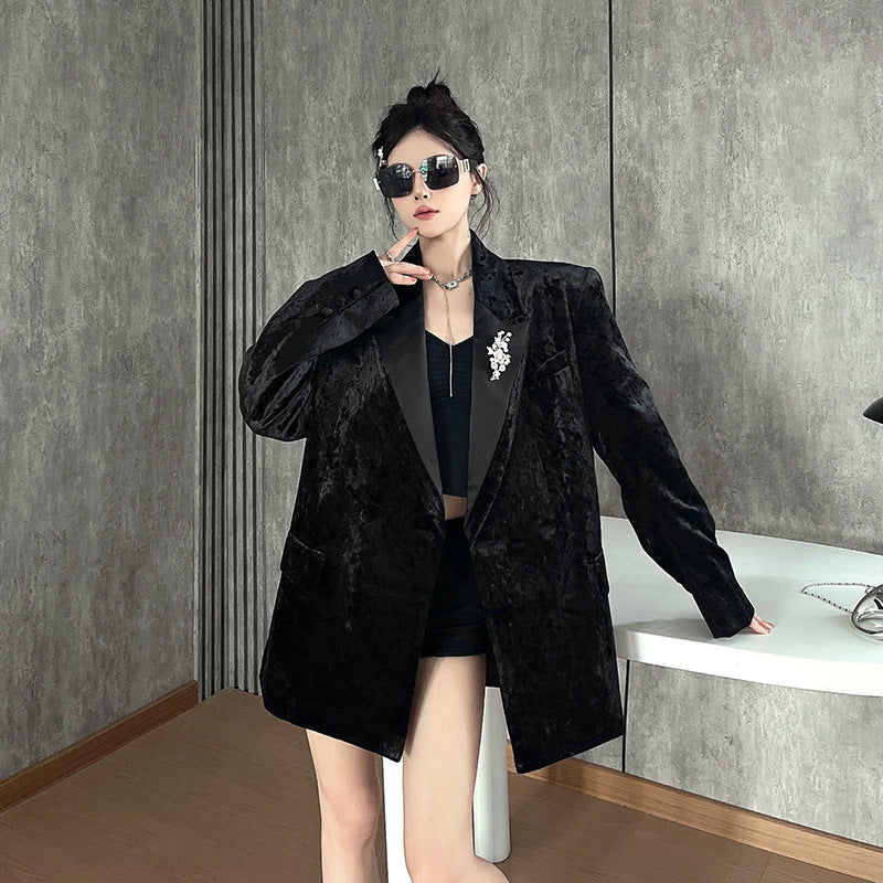 Black Velvet Suit for Women | Tajstylo