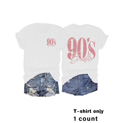 Woman wearing 90s Print Vintage Graphic Tee in a casual street setting