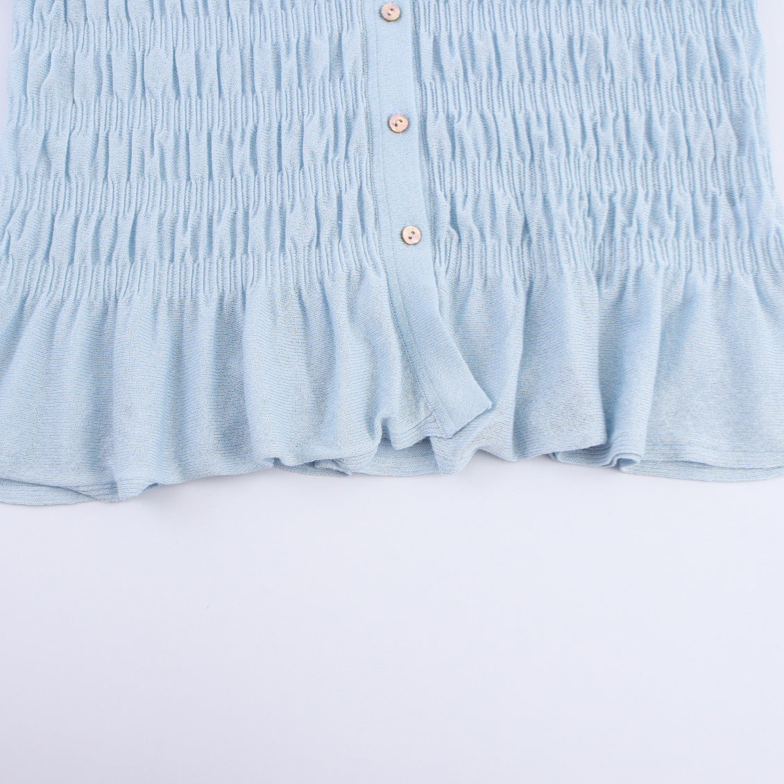 Light Blue Pleated Knitted Jacket | Tajstylo