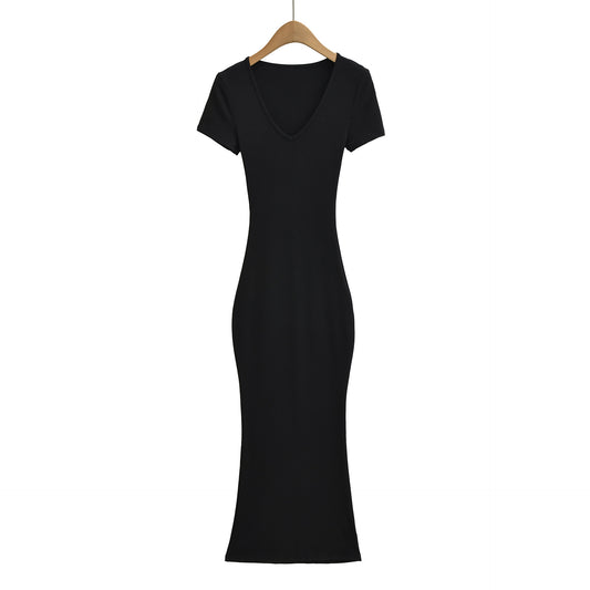 Slim Fit V-Neck Mini Dress | Tajstylo
