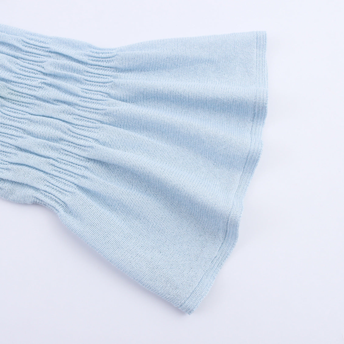 Light Blue Pleated Knitted Jacket | Tajstylo
