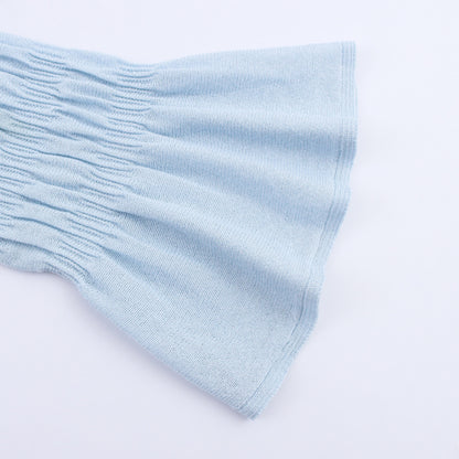 Light Blue Pleated Knitted Jacket | Tajstylo