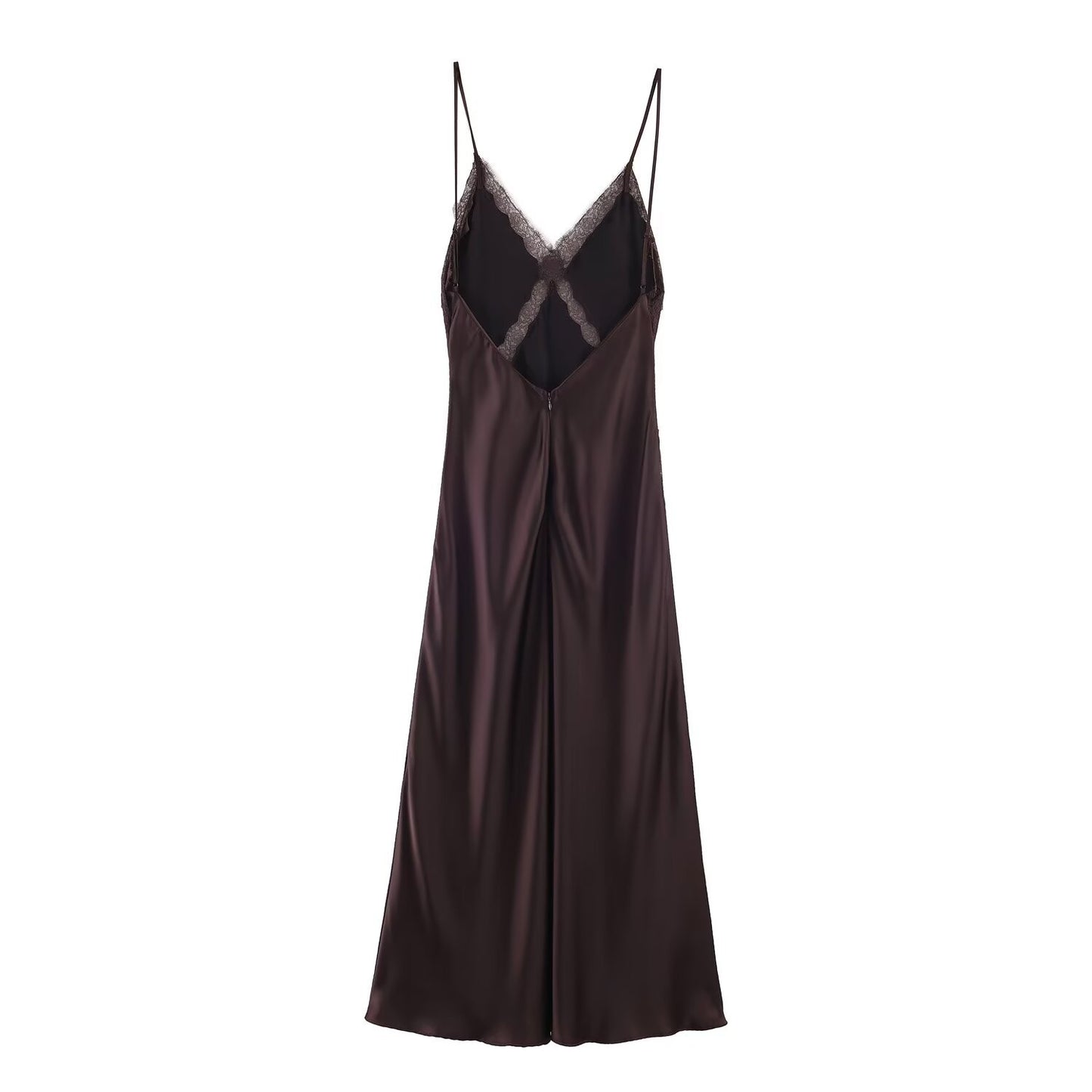Lace Satin Texture Suspender Dress | Tajstylo