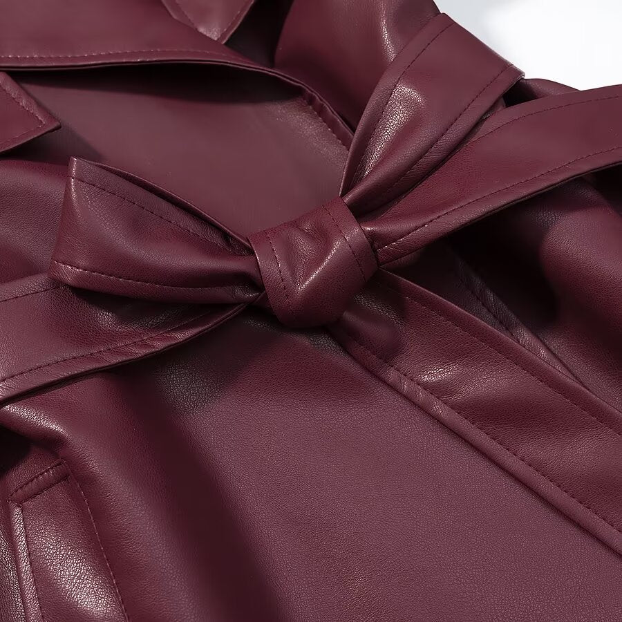 Long Lace Up Leather Jacket | Tajstylo