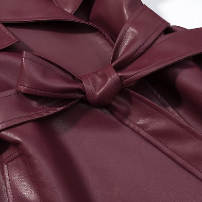 Long Lace Up Leather Jacket | Tajstylo