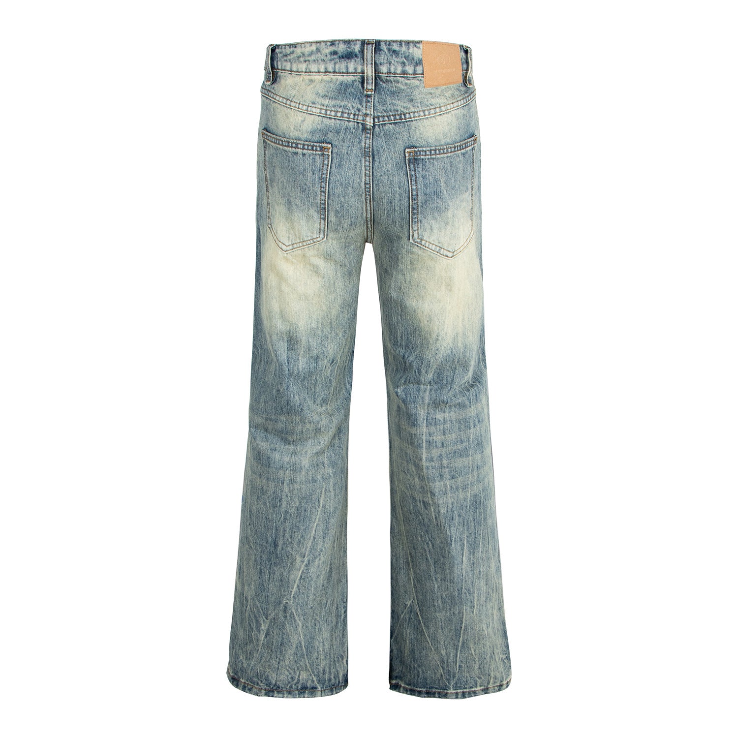 Woman wearing Washed Vintage Catwhisker Denim Pants in urban setting