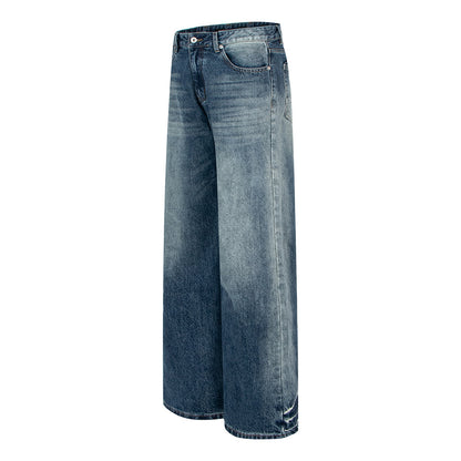 Woman wearing Vintage Blue Loose Straight Leg Jeans in a casual setting