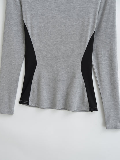 Elastic Waist Slimming Long Sleeve Top | Tajstylo