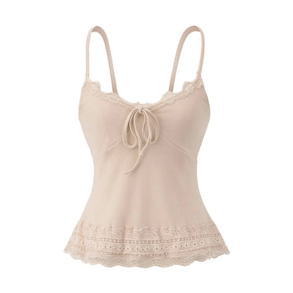 Woman wearing Lace Camisole Vest in a casual outdoor setting