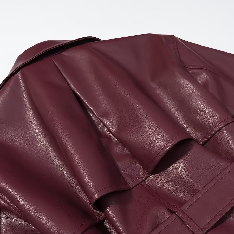 Long Lace Up Leather Jacket | Tajstylo