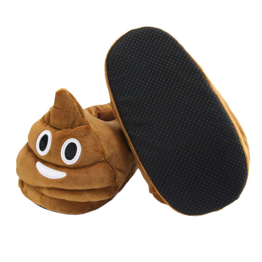 Unisex Funny Plush Poop Novelty Ultra-Soft Fleece Indoor Cotton Slippers – Front View | TajStylo