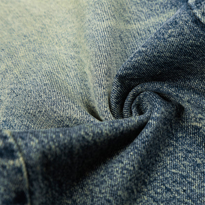 Woman wearing Washed Denim Straight Leg Pants in a casual setting