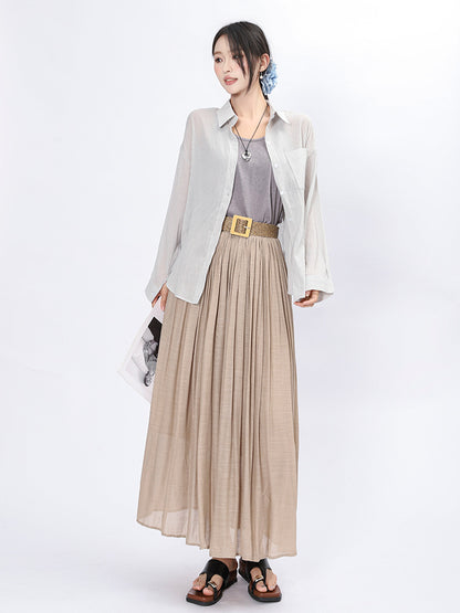 Solid Color A-Line Skirt | Tajstylo