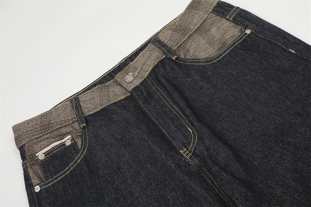Splicing Denim Straight Leg Pants | Tajstylo