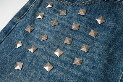 Edgy Square Stud Denim Pants | Tajstylo