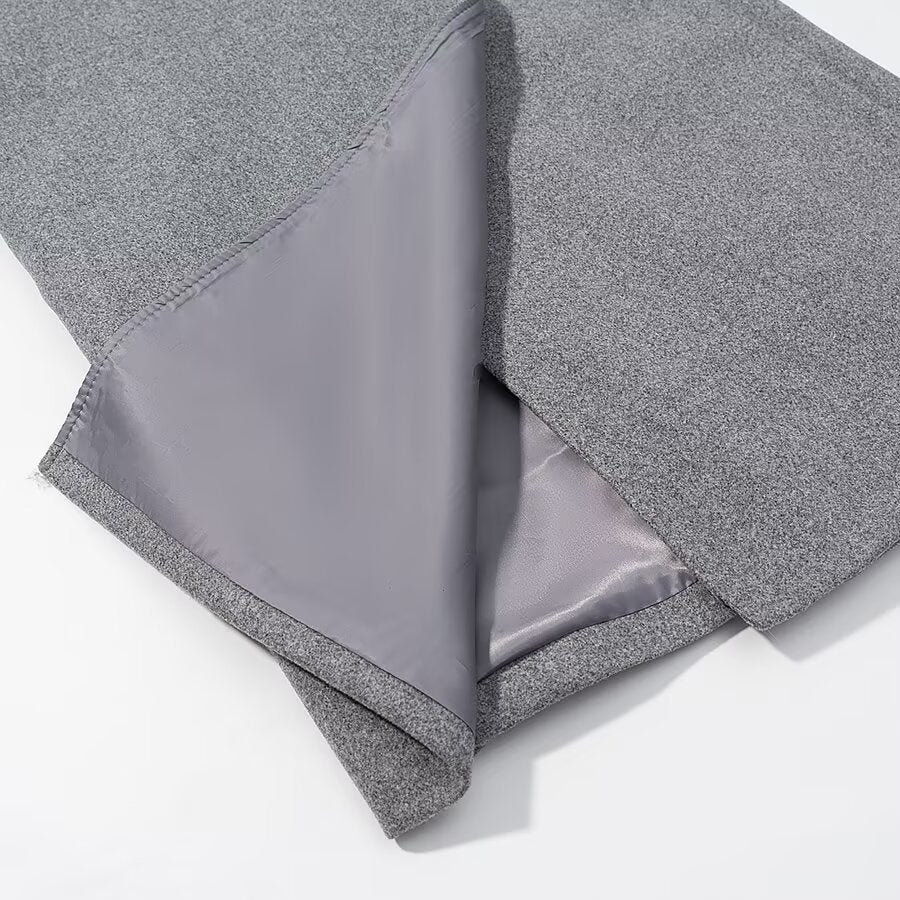 Elegant Long Grey Coat with Multi Button Closure | Tajstylo