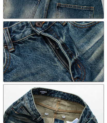 Distressed Deep Blue Flared Jeans | Tajstylo