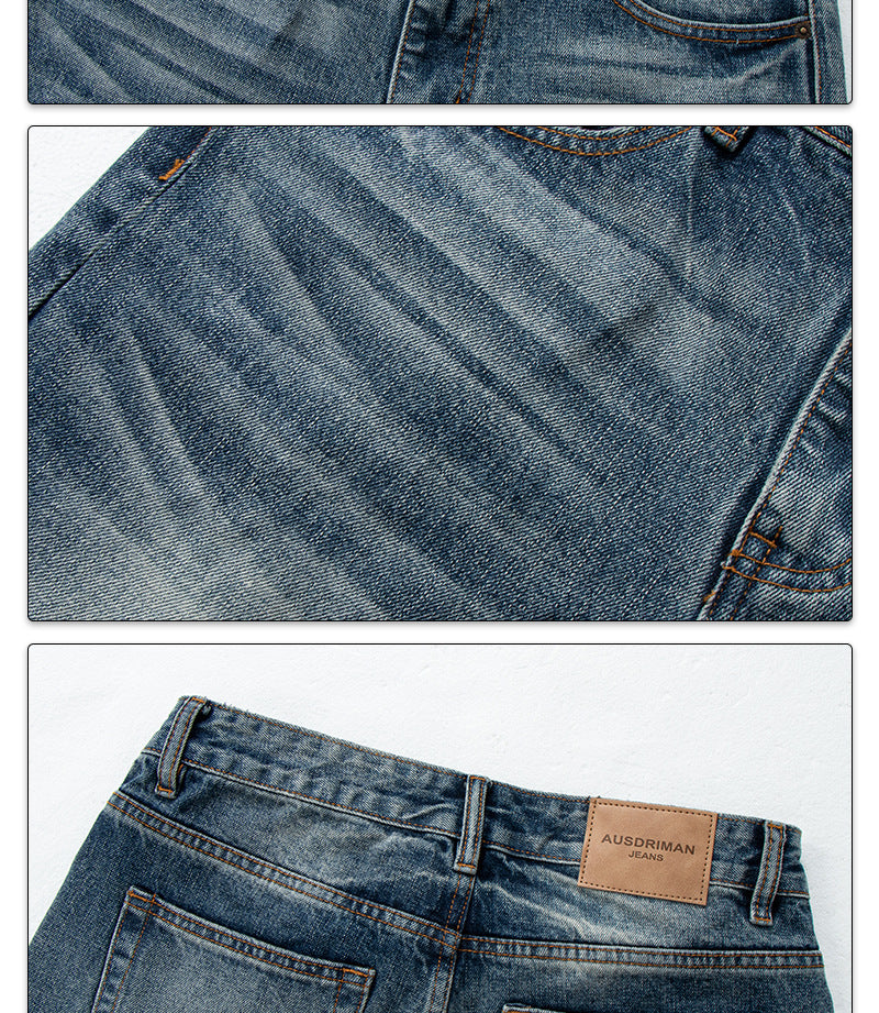 Washed Catwhisker Lightning Pattern Denim Pants | Tajstylo