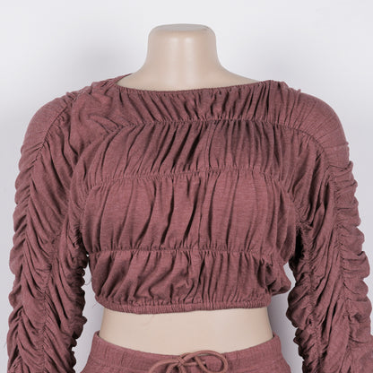 Flattering Two Piece Set with Crop Top and Flared Pants | Tajstylo