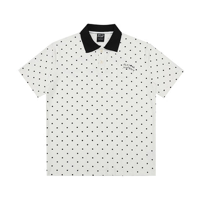 Polka Dot Color-Block Collar Sweater | Tajstylo