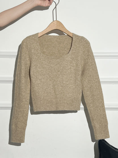 Woman wearing Short Knit Sweater in a casual setting
