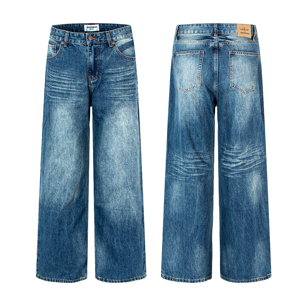 Vintage Washed Distressed Wide Leg Jeans | Tajstylo
