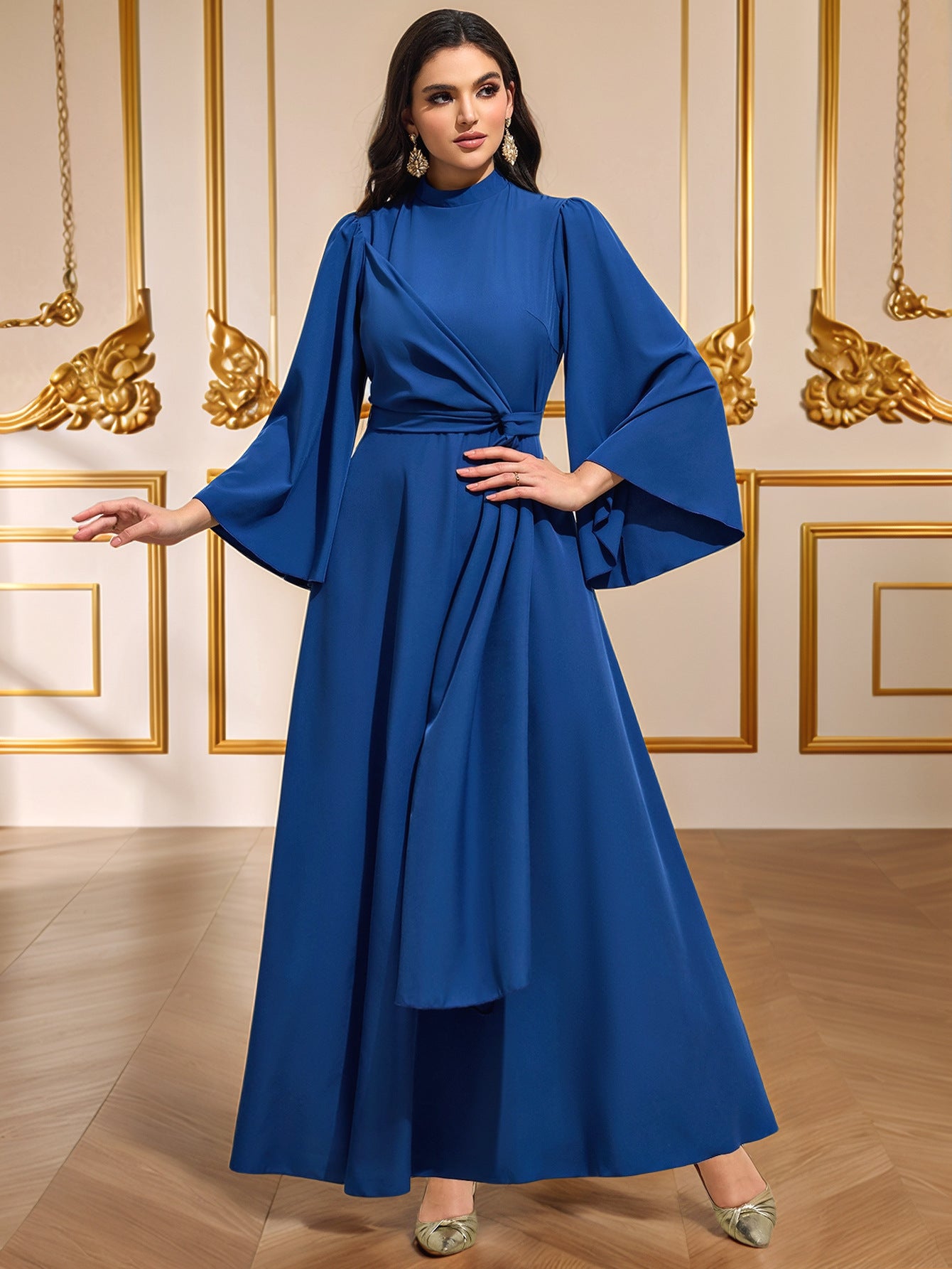 Solid Color Elegant Waist Cinching Dress | Tajstylo