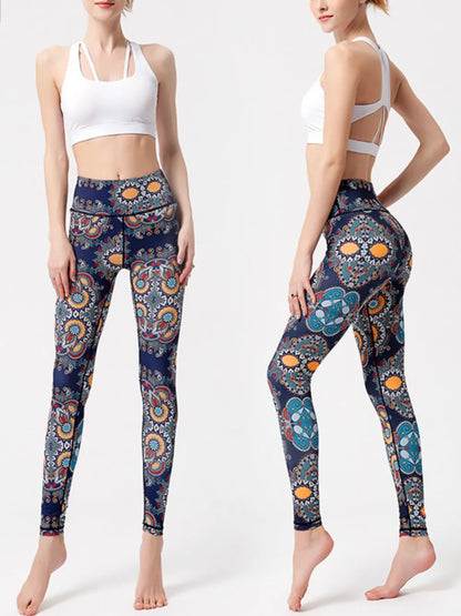 Woman wearing Printed High Waist Active Leggings in an active setting