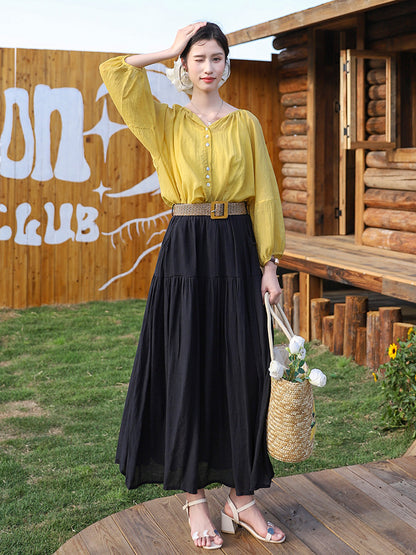 Belt Double Pocket Skirt | Tajstylo