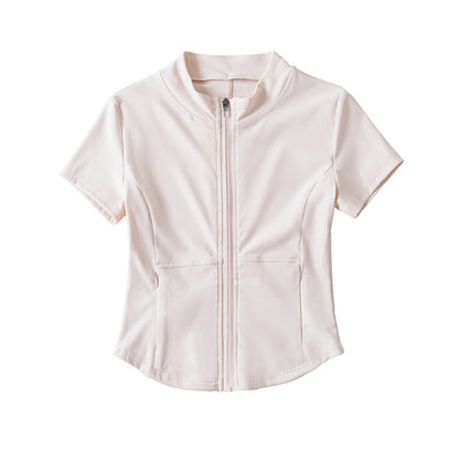 Woman wearing Zipper Short Top in a casual setting