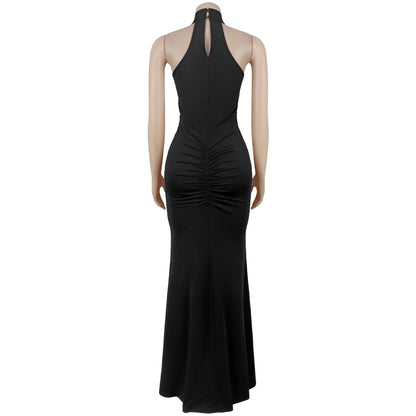 Fitted Sequin Velvet Split Dress | Tajstylo