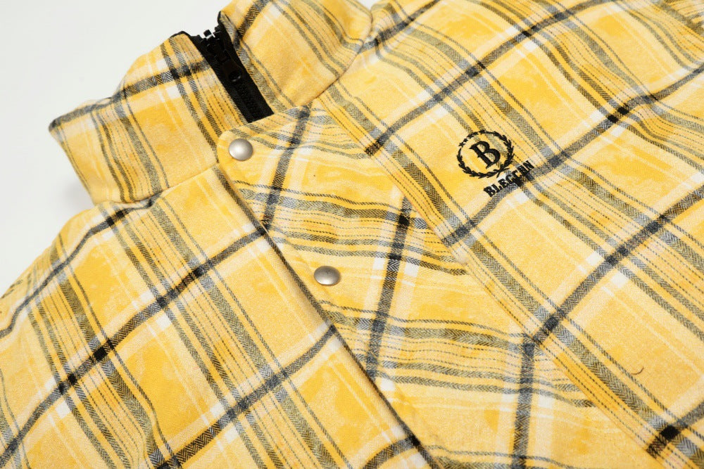 Double Sided Plaid Stand Collar Jacket | Tajstylo