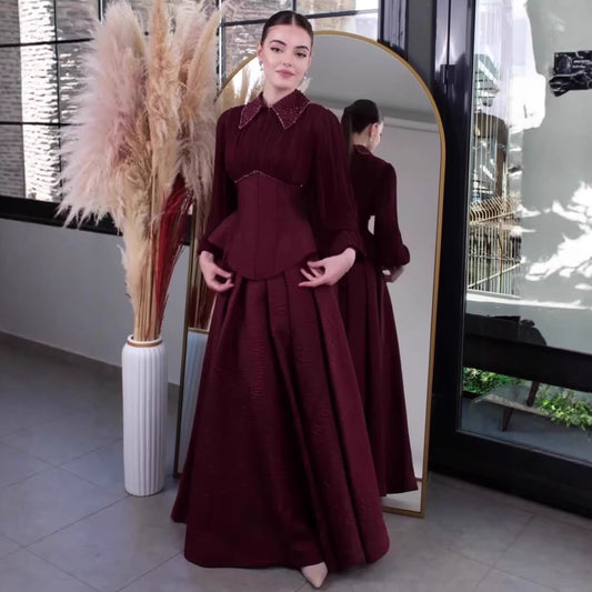 Fitted Maxi Dress with Long Sleeves | Tajstylo