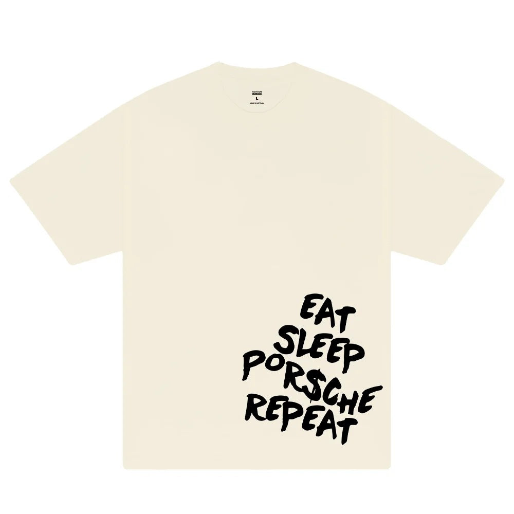 Woman wearing Need Money for Porsche Graphic T-shirt in casual setting