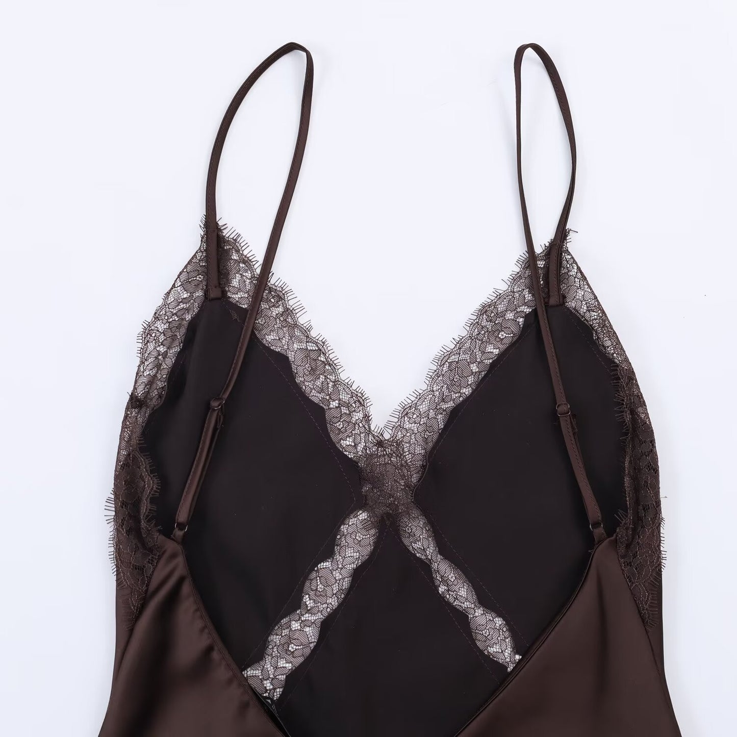 Lace Satin Texture Suspender Dress | Tajstylo