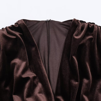 Wrinkled Velvet Midi Dress | Tajstylo