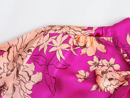 Chic Satin Texture Printed Shirt | Tajstylo