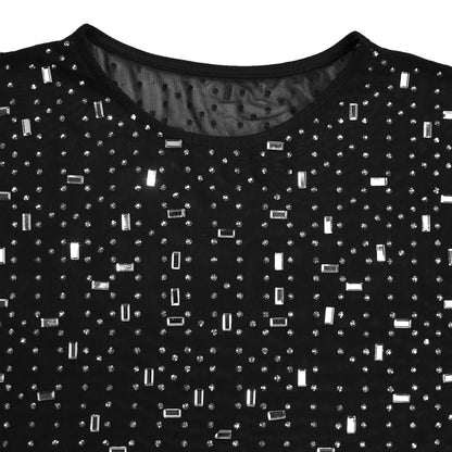 Sexy Mesh Rhinestone Bodycon Mini Dress | Tajstylo
