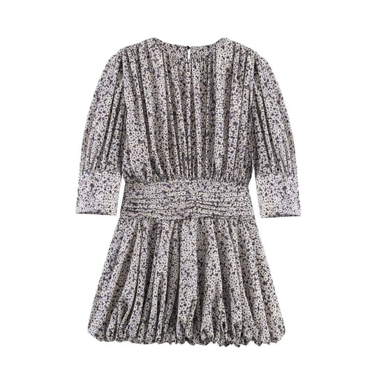 Printed Waist Cinching Short Dress | Tajstylo