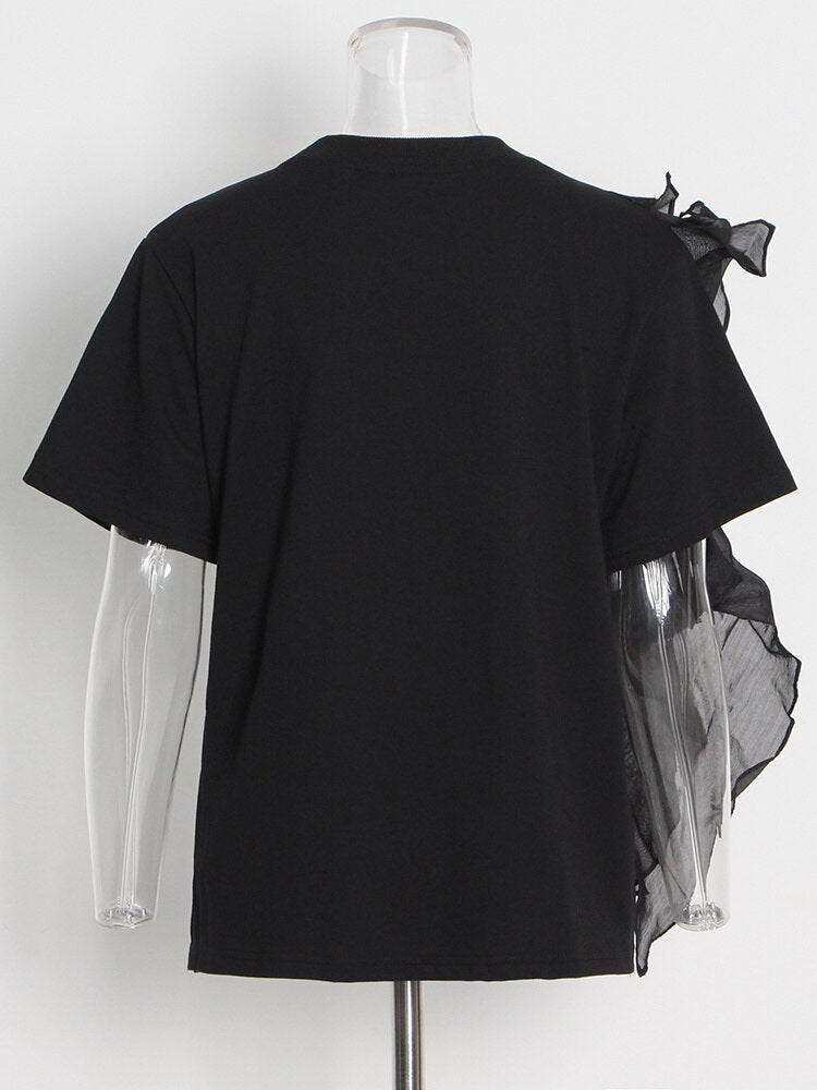 Patchwork Ruffle T-Shirt | Tajstylo
