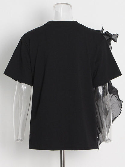 Patchwork Ruffle T-Shirt | Tajstylo