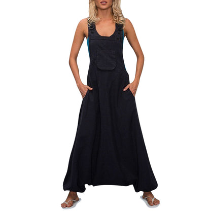 Wide Leg Harem Jumpsuit with Pockets | Tajstylo