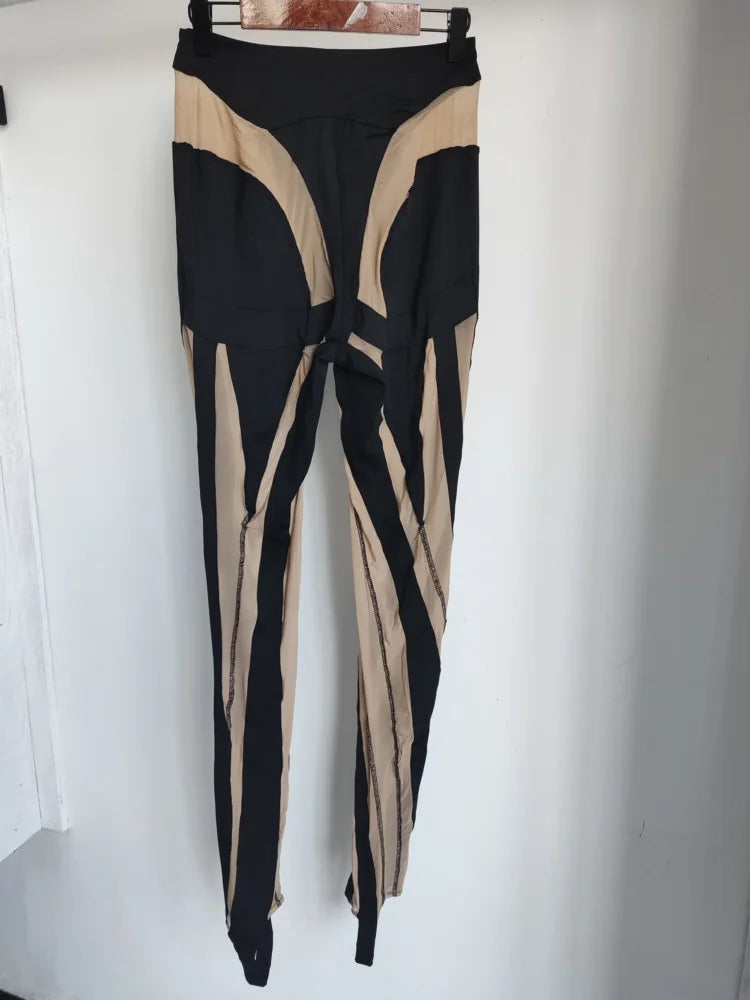 Color Block Mesh Splicing Leggings | Tajstylo